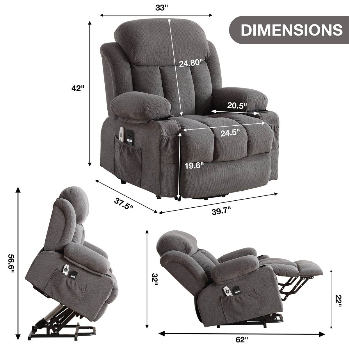 Power Lift Recliner Chair with Heat and Massage - Sleep Galleria