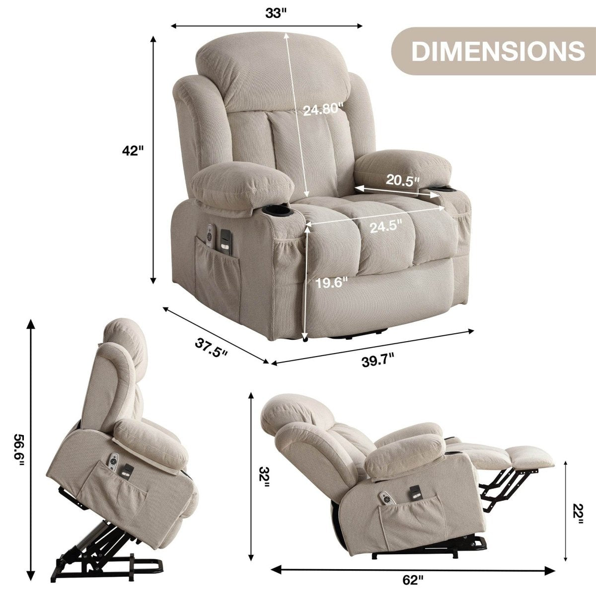 Power Lift Recliner Chair with Heat and Massage - Sleep Galleria