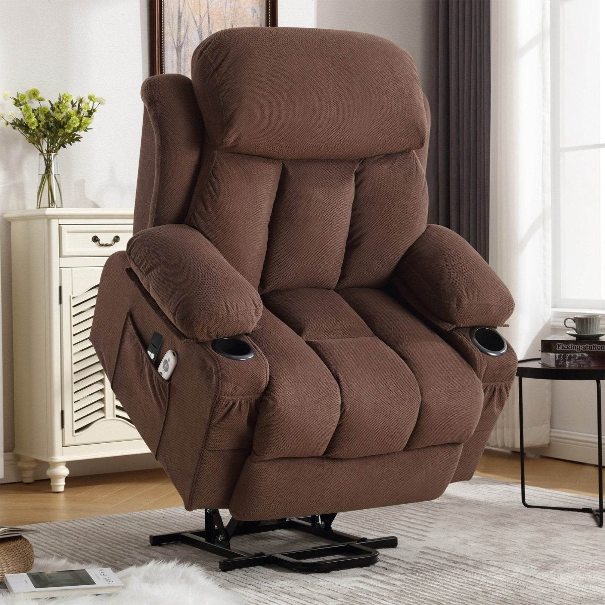 Power Lift Recliner Chair with Heat and Massage - Brown - Sleep Galleria