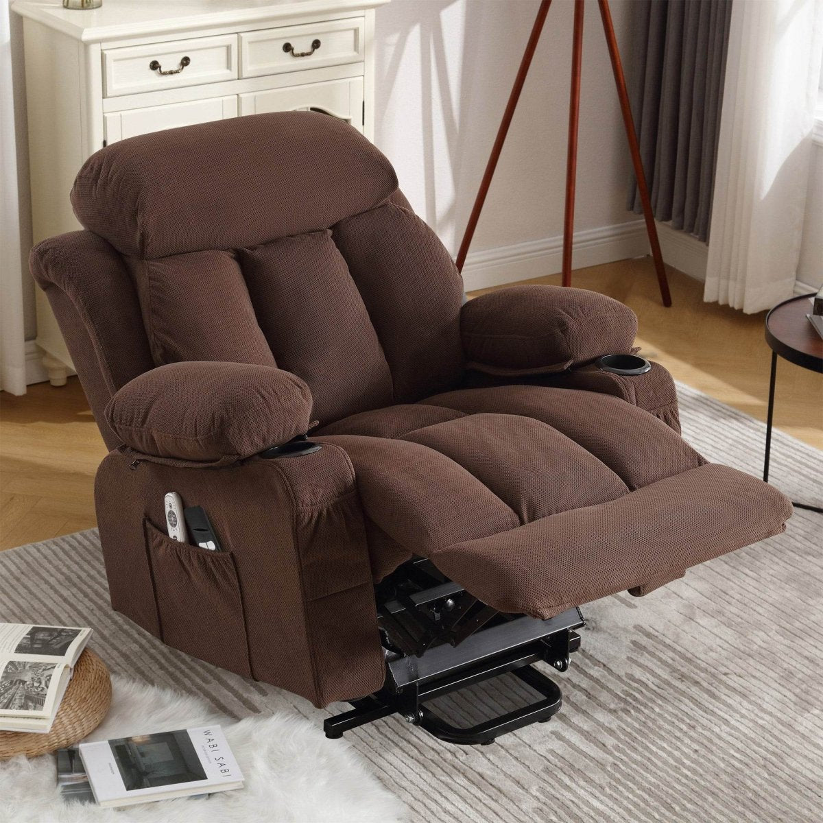 Power Lift Recliner Chair with Heat and Massage - Brown - Sleep Galleria