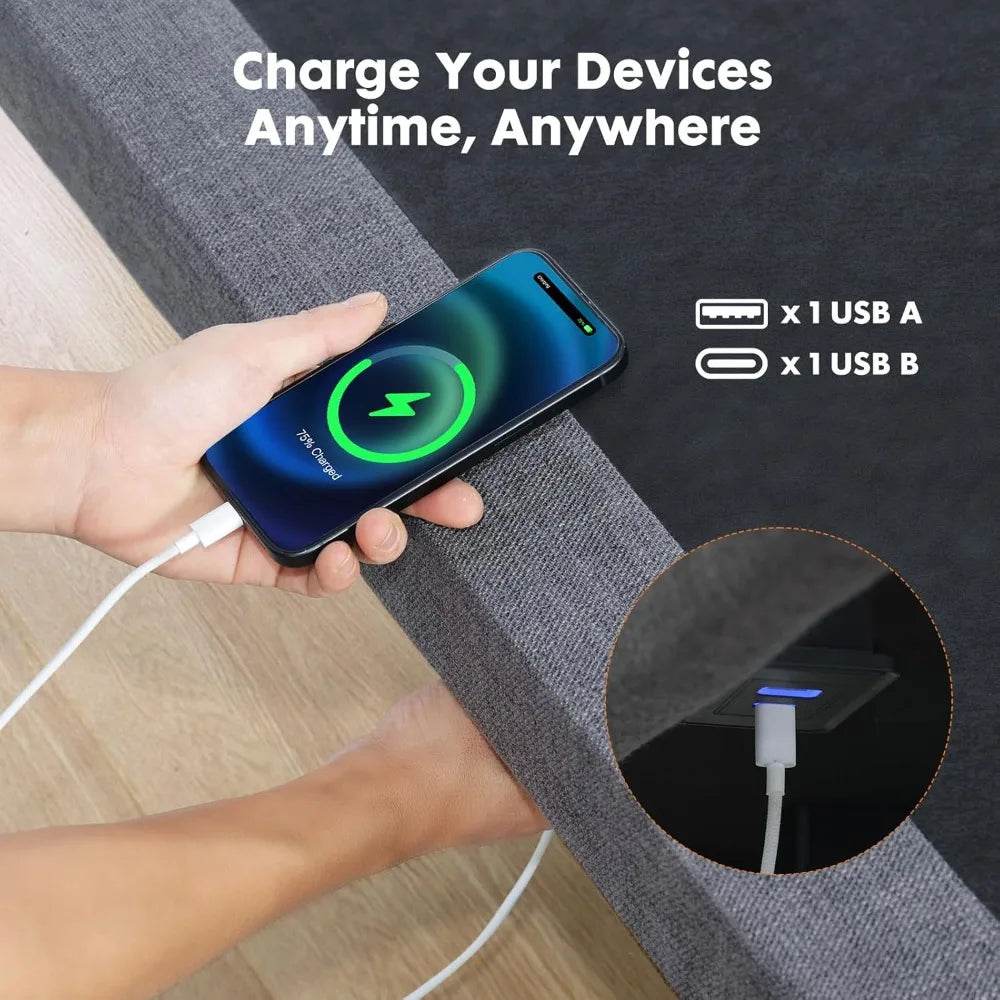 Queen Adjustable Bed Frame, Ergonomic Electric Bed Base with Wireless Remote and 2 USB Ports, Head and Foot Incline - Omega Lifestyles