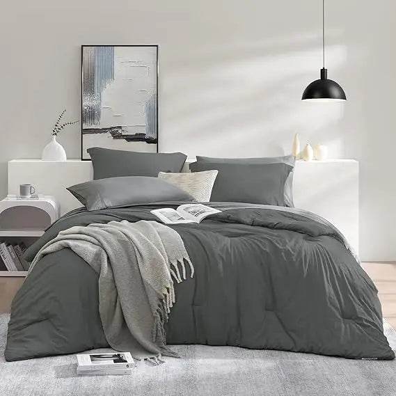 Queen Comforter Set - 7 Pieces Sage Green Soft Bed in a Bag Queen with Fitted Sheet, Flat Sheet, 2 Pillow Shams, and 2 Pillowca - Omega Lifestyles