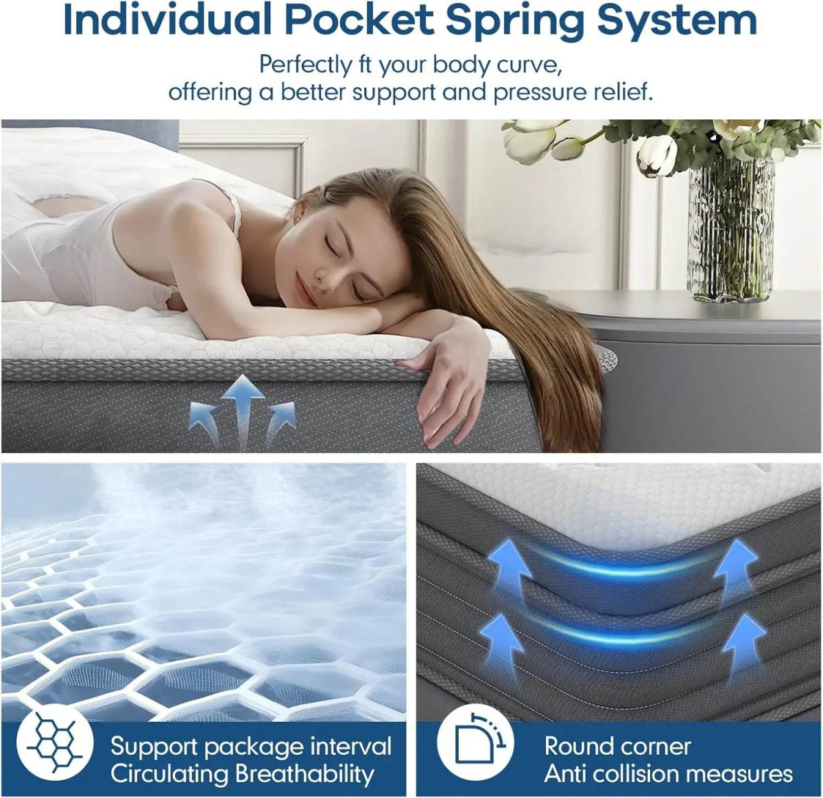 Queen Mattress 12 inch Hybrid Memory Foam Box Mattress Independent Bagged Spring Motion Isolation Deep Sleep CertiPUR-US - Sleep Galleria