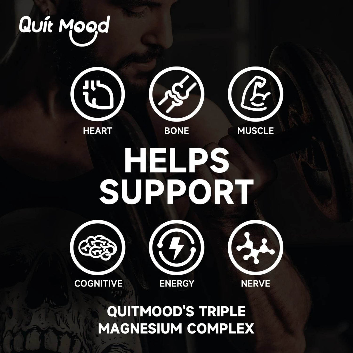 Quitmood Triple Magnesium Complex | 300mg of Magnesium Glycinate, Malate, & Citrate for Muscles, Nerves, & Energy | High Absorpt - Omega Lifestyles