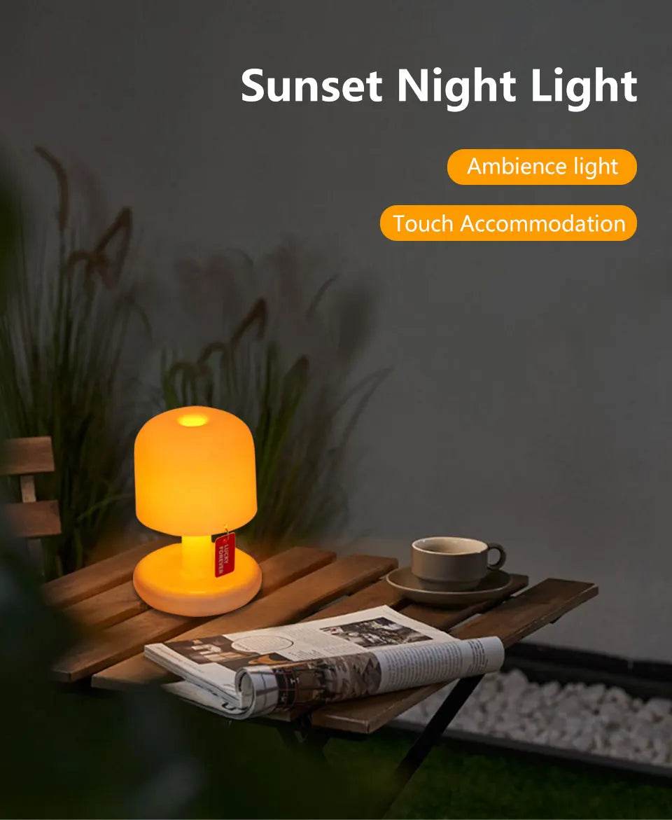 Rechargeable Mushroom Night Light Led Sunset Table Lamp USB Minimalist Desk Bedroom Bar Room Decoration Atmosphere Mood Light - Sleep Galleria