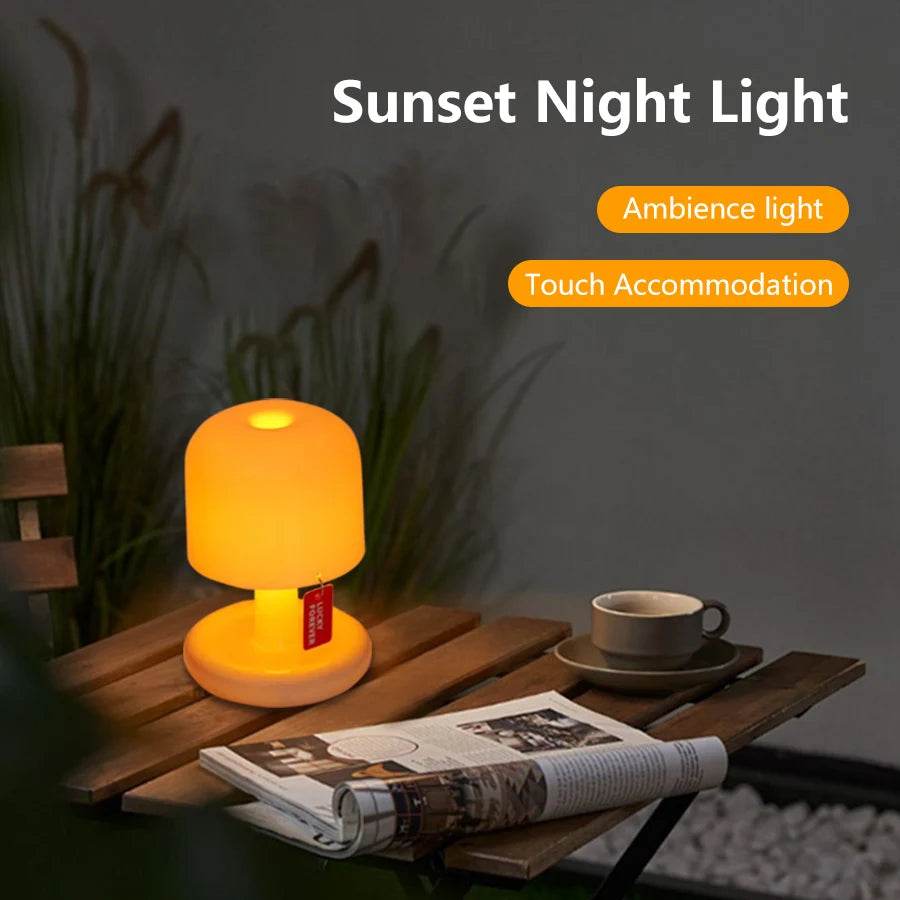 Rechargeable Mushroom Night Light Led Sunset Table Lamp USB Minimalist Desk Bedroom Bar Room Decoration Atmosphere Mood Light - Sleep Galleria
