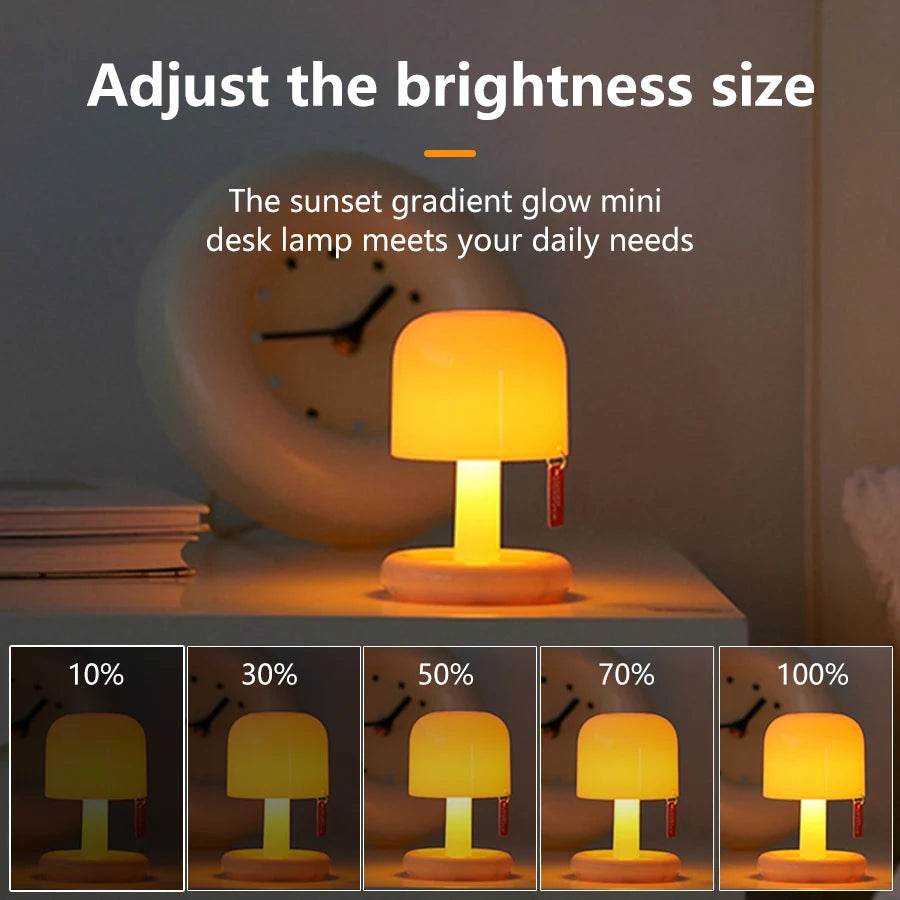 Rechargeable Mushroom Night Light Led Sunset Table Lamp USB Minimalist Desk Bedroom Bar Room Decoration Atmosphere Mood Light - Sleep Galleria