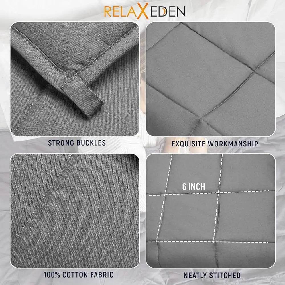 Relaxeden® Adult Weighted Blanket W/Removable, Washable Duvet Cover| 15 Lbs, 60”X 80” Size| Heavy Glass Micro-Beads| Sleeping - Sleep Galleria