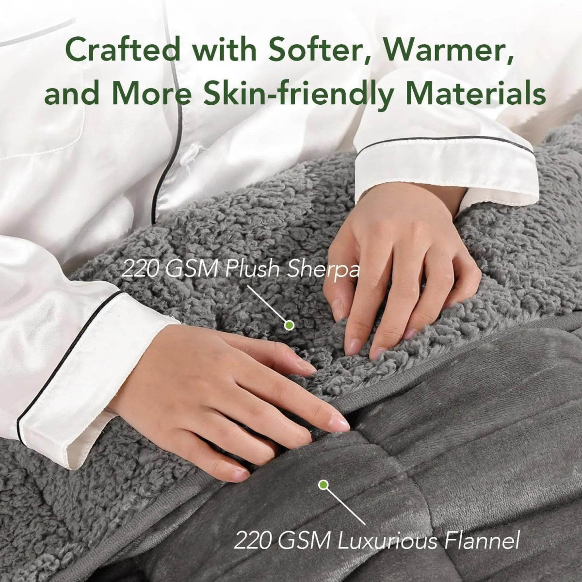 Sherpa Fleece Weighted Blanket for Adult, 15 lbs Heavy Fuzzy Throw Blanket with Soft Plush Flannel, 48x72 Inches Dual Sided Grey - Sleep Galleria