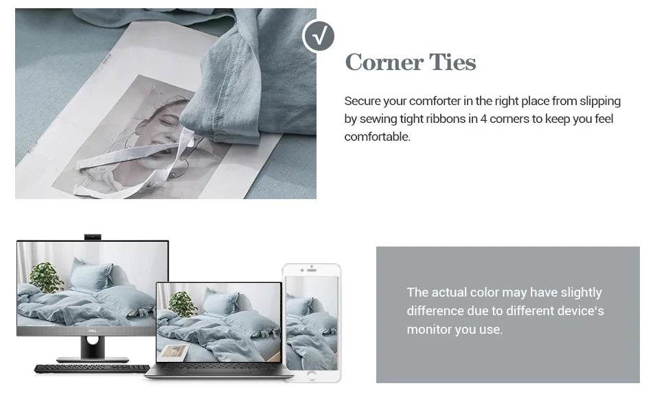 Simple&Opulence 100% Linen Bedding Set 3Pcs Natural Flax Breathable King Size with Tie Closure Pillowcase Duvet Cover Sheet - Sleep Galleria
