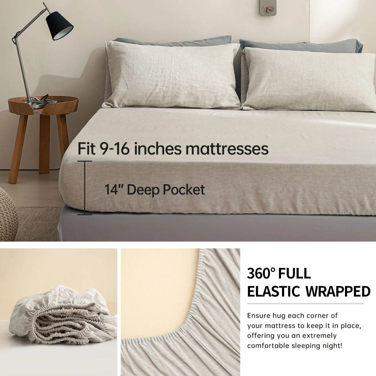 Simple&Opulence 3/4 Pcs 100% Bed Linen Sheet Set Basic Style Washed Natural French Flax Soft Breathable Comforter Sheets Sets - Sleep Galleria