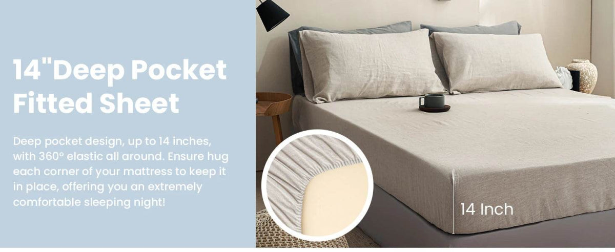 Simple&Opulence 3/4 Pcs 100% Bed Linen Sheet Set Basic Style Washed Natural French Flax Soft Breathable Comforter Sheets Sets - Sleep Galleria