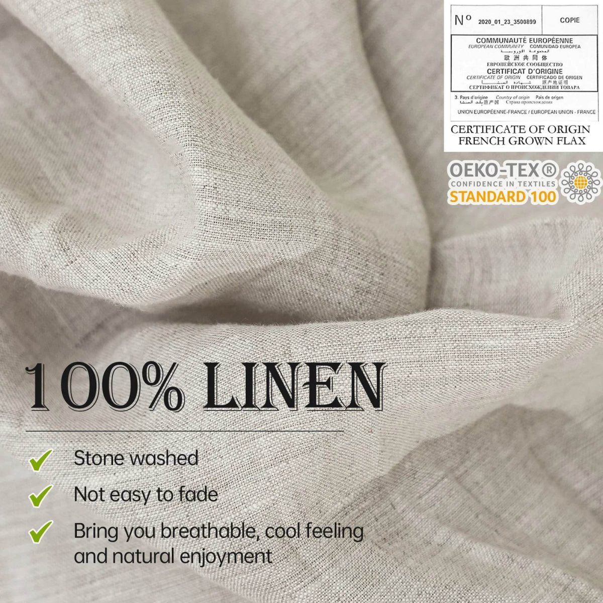 Simple&Opulence 3/4 Pcs 100% Bed Linen Sheet Set Basic Style Washed Natural French Flax Soft Breathable Comforter Sheets Sets - Sleep Galleria