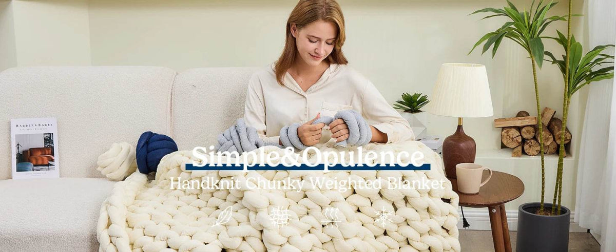 Simple&Opulence Handmade Chunky Knit Weighted Blanket for Adults, Cooling Heavy Cable Knitted Throw Blanket Home Decor for Sofa - Sleep Galleria