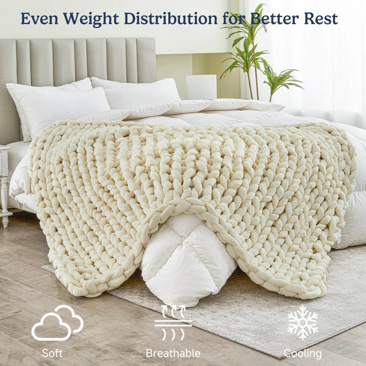 Simple&Opulence Handmade Chunky Knit Weighted Blanket for Adults, Cooling Heavy Cable Knitted Throw Blanket Home Decor for Sofa - Sleep Galleria