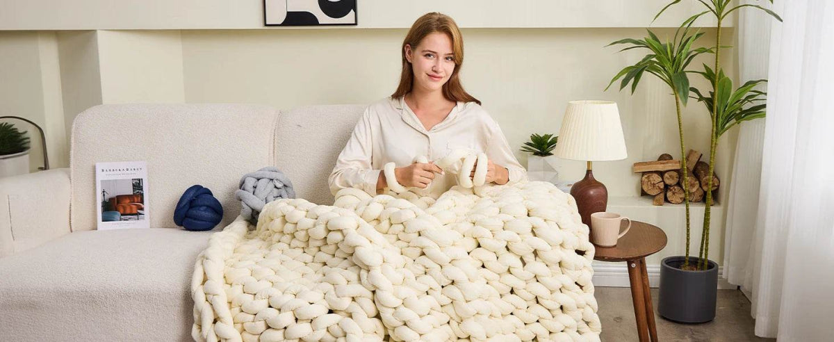 Simple&Opulence Handmade Chunky Knit Weighted Blanket for Adults, Cooling Heavy Cable Knitted Throw Blanket Home Decor for Sofa - Sleep Galleria