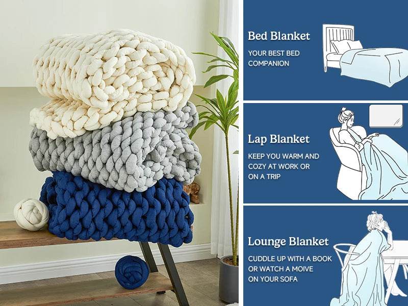 Simple&Opulence Handmade Chunky Knit Weighted Blanket for Adults, Cooling Heavy Cable Knitted Throw Blanket Home Decor for Sofa - Sleep Galleria
