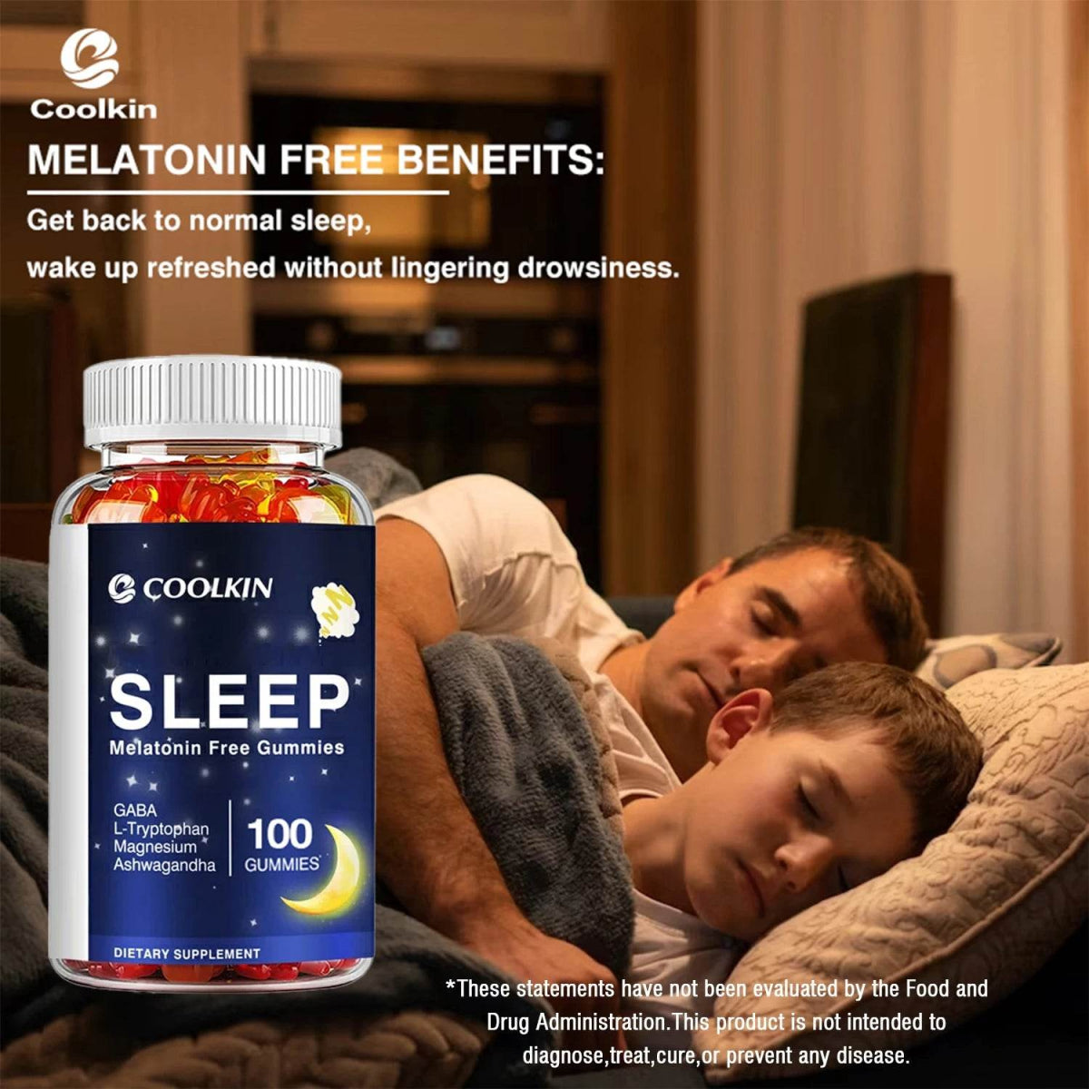 Sleep Gummies - with Ashwagandha, Magnesium, GABA - Relieve Insomnia and Stress, Improve Sleep Quality - 100 Gummies - Sleep Galleria