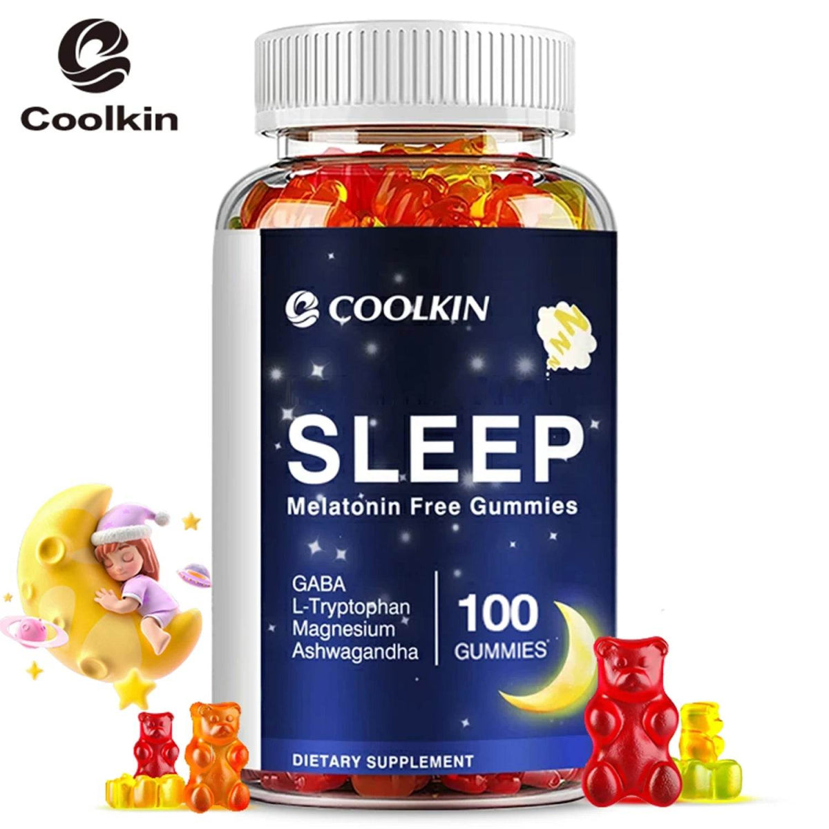 Sleep Gummies - with Ashwagandha, Magnesium, GABA - Relieve Insomnia and Stress, Improve Sleep Quality - 100 Gummies - Sleep Galleria