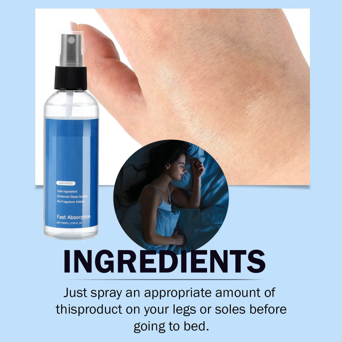 Sleep Spray Fast Absorption Mild Long Lasting No Fragrance Overnight Sleep Pillow Spray Sleep Aid Spray 100ML - Sleep Galleria