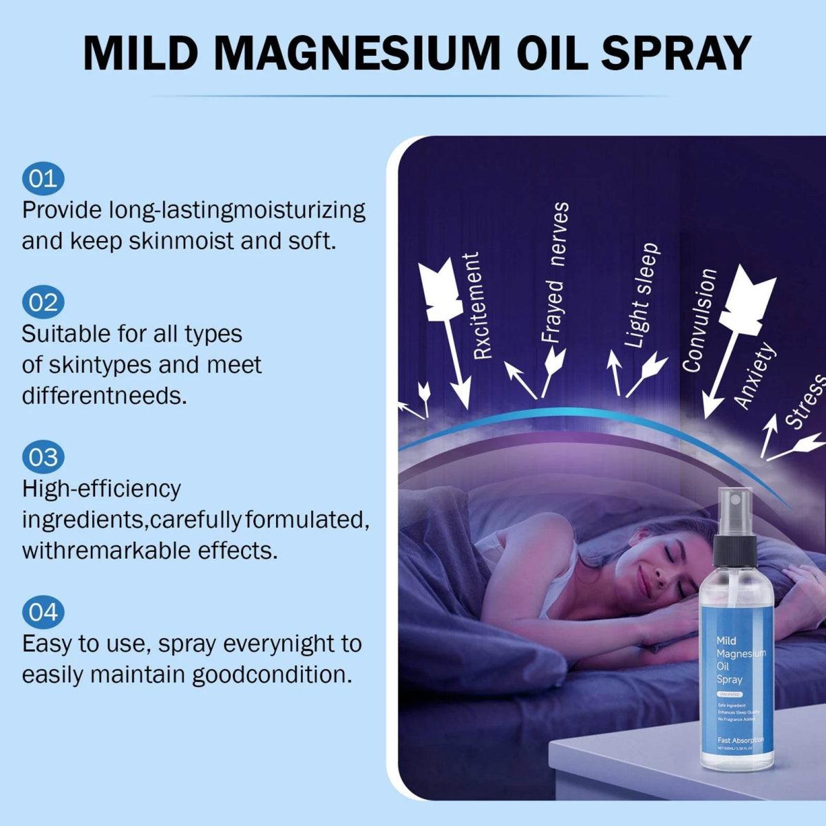 Sleep Spray Fast Absorption Mild Long Lasting No Fragrance Overnight Sleep Pillow Spray Sleep Aid Spray 100ML - Sleep Galleria