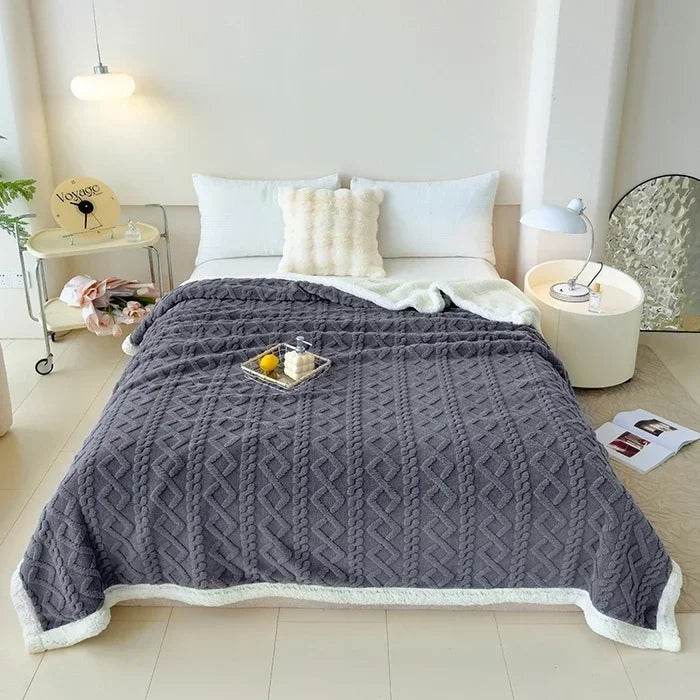 Soft Woolen Blanket for Bedding and Sofa, Warm Lamb Velvet Flannel Cover Blanket for Office, Air Conditioning and Nap - Sleep Galleria