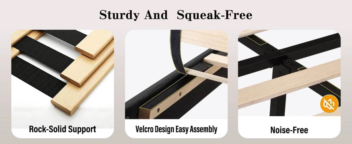 Tall Headboard Queen Bed Frame, Storage&Led Lights & Charging Station, Noise-Free/No Box Spring Needed, Metal Platform Bed Frame - Omega Lifestyles