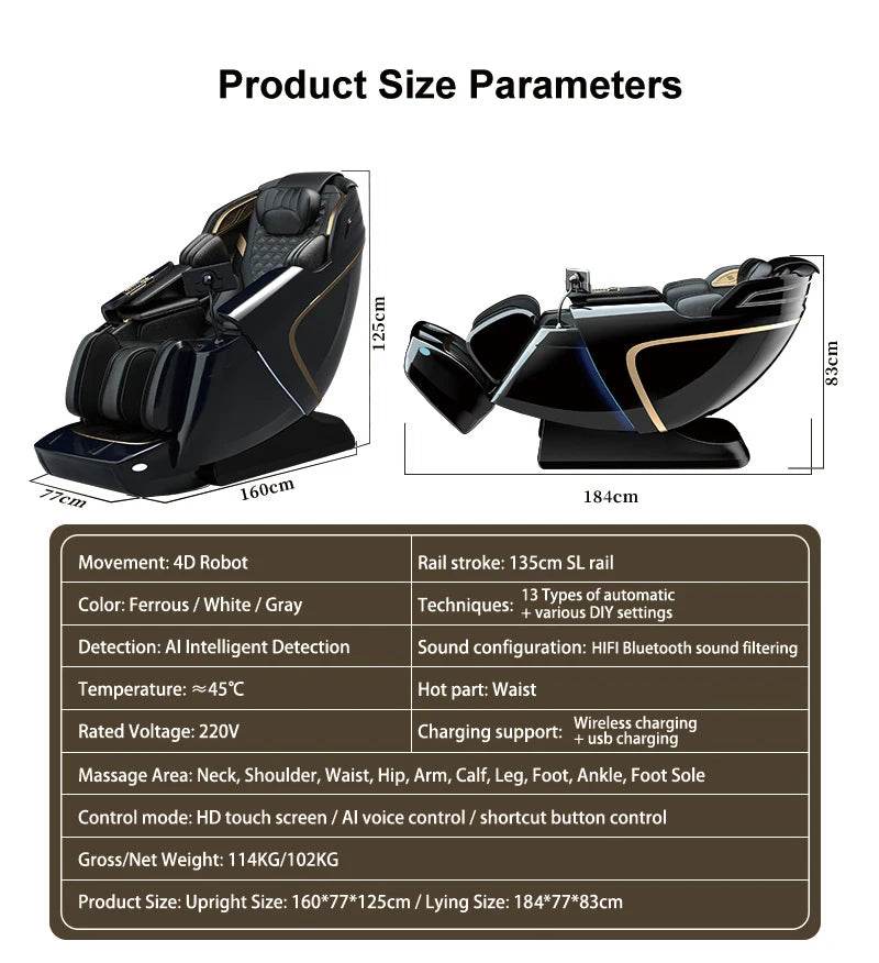 USA Local Delivery 135cmSL Shiatsu 4D Heating Airbag Zero Gravity full body Massage Chair Home Office Chair - Sleep Galleria