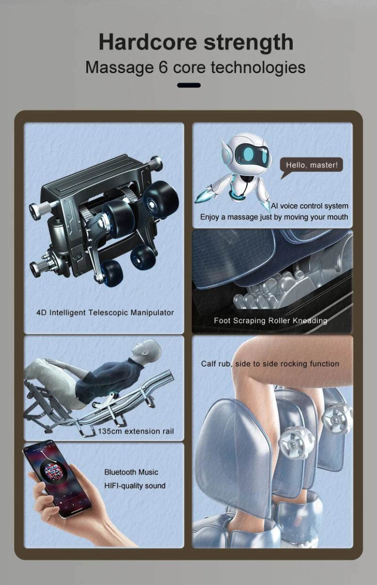 USA Local Delivery 135cmSL Shiatsu 4D Heating Airbag Zero Gravity full body Massage Chair Home Office Chair - Sleep Galleria