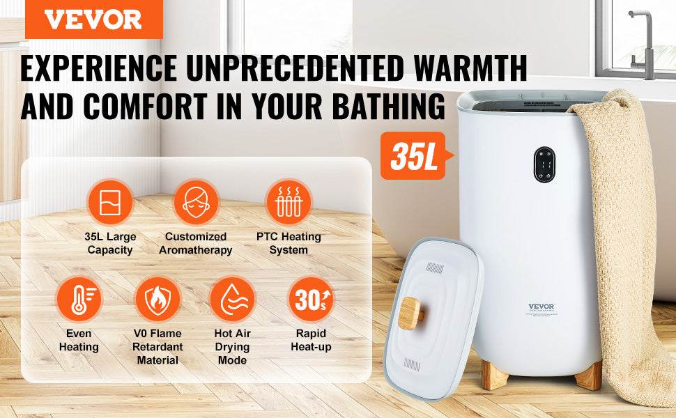 VEVOR 35L Towel Warmer Luxury Large Towel Warmer Bucket with Drying Modes & LED Screen for Bathroom Spa Bathrobe Blanket - Sleep Galleria