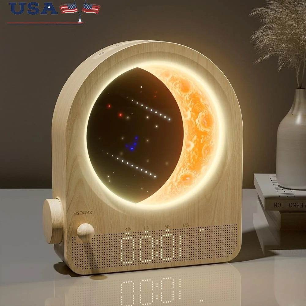 Wake Up Light Sunrise Alarm Clock Dual Alarm Stepless Dimmable Moon Lamp 10 Soothing Sounds Sleep Timer Night Light - Omega Lifestyles