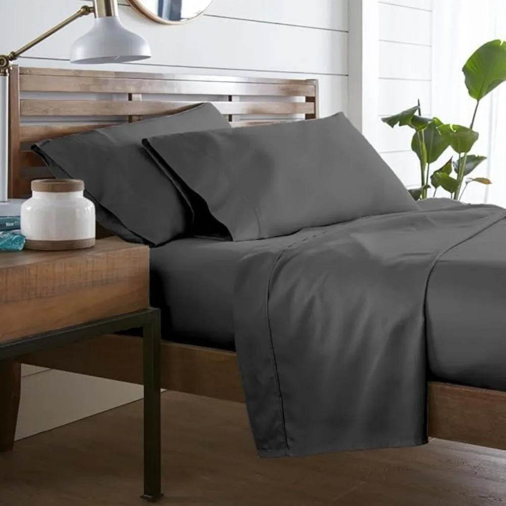 WESTBROOKE Lush Sateen 100% Cotton Sheet Set | King Size Sateen Sheets - 4 Piece Long Staple Cotton Bedding Set with Elasticized - Omega Lifestyles