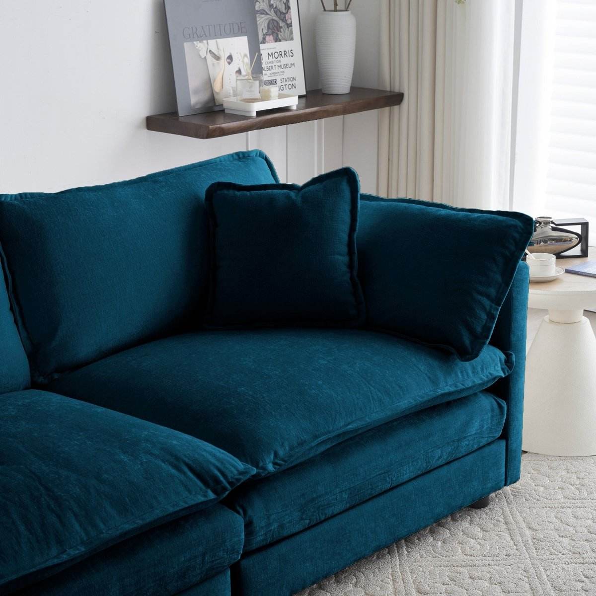 2-Piece Blue Chenille Upholstered Loveseat And Chair Set - Sleep Galleria