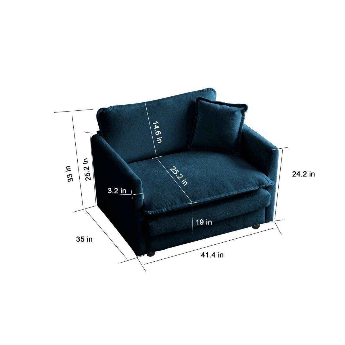 2-Piece Blue Chenille Upholstered Loveseat And Chair Set - Sleep Galleria