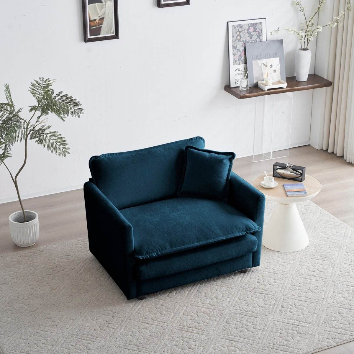 2-Piece Blue Chenille Upholstered Loveseat And Chair Set - Sleep Galleria