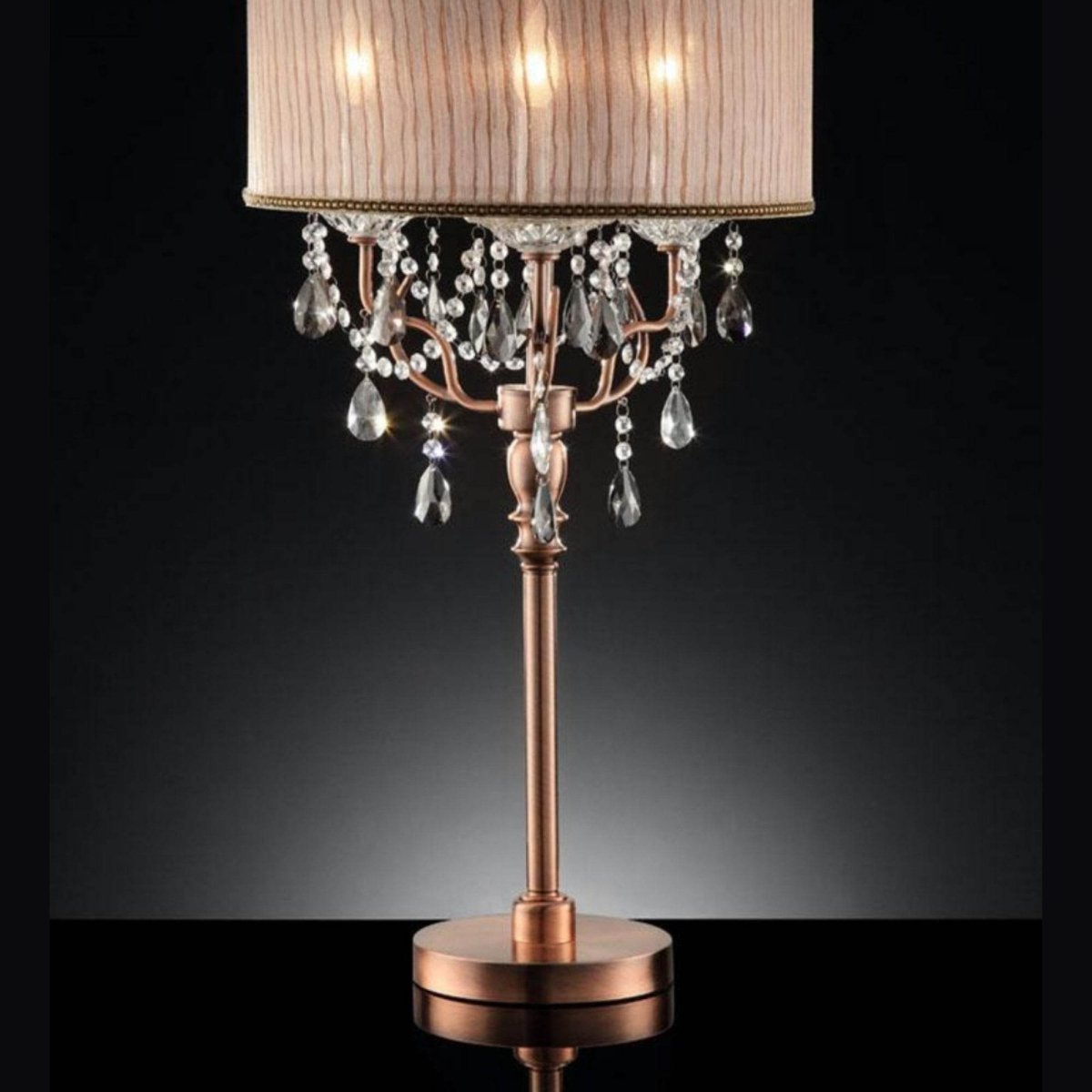 35-Inch Crystal Accent Metal Table Lamp - Sleep Galleria