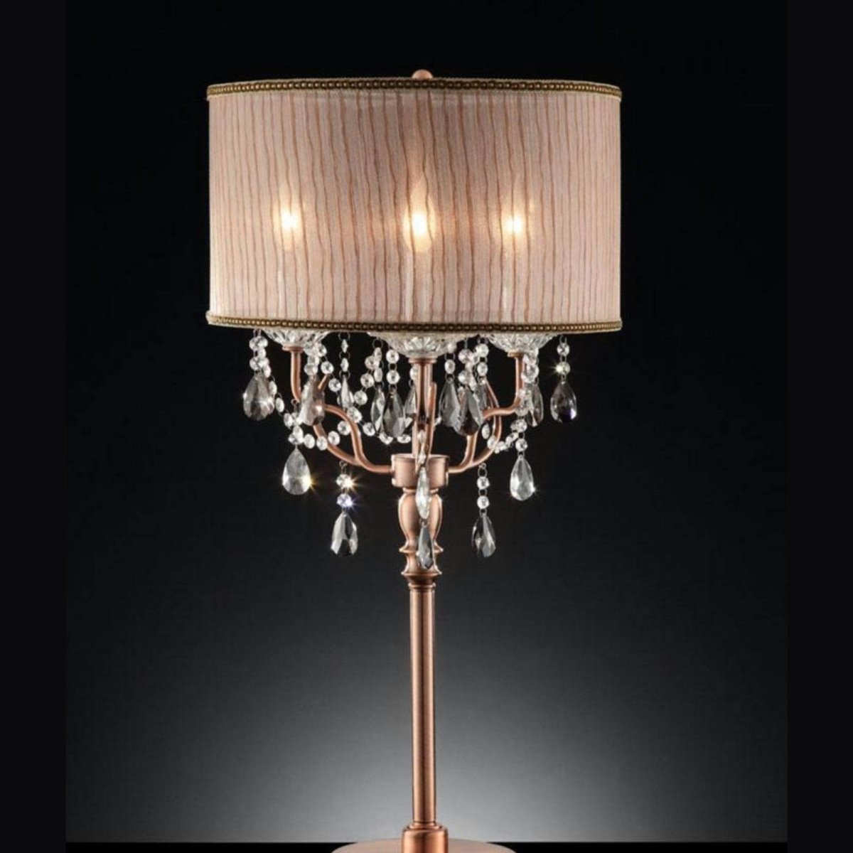 35-Inch Crystal Accent Metal Table Lamp - Sleep Galleria