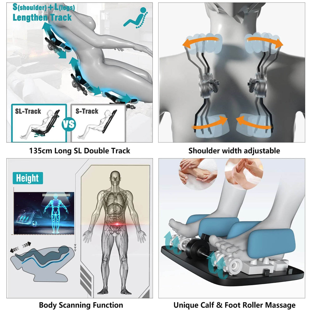 4D Airbag Zero Gravity Full-Body Massage Chair with Foot Roller - Omega Lifestyles