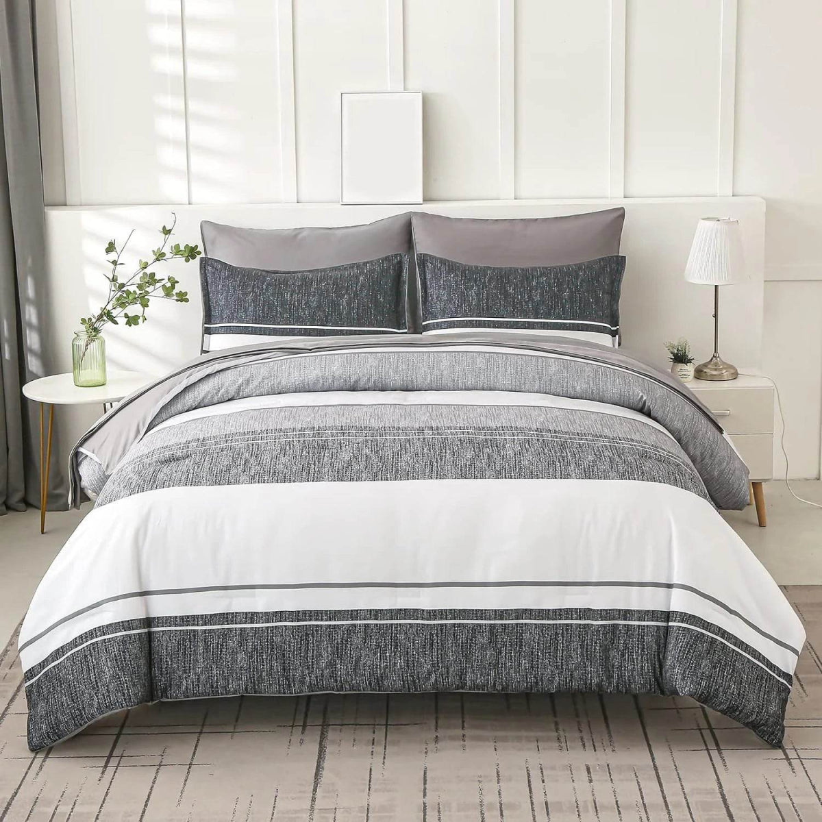 Extra Soft Striped Microfiber Bedding Comforter Set - Sleep Galleria