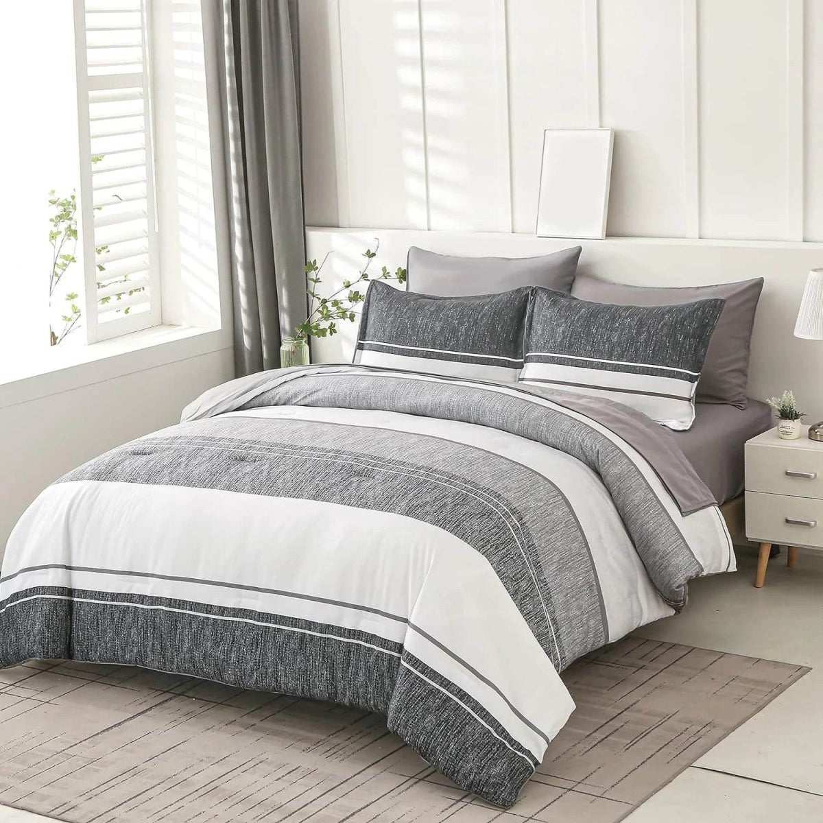 Extra Soft Striped Microfiber Bedding Comforter Set - Sleep Galleria