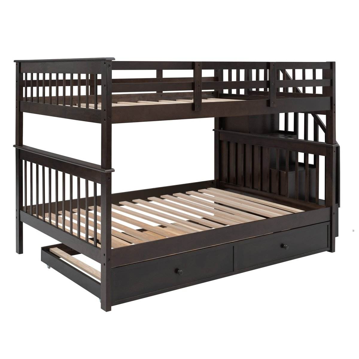 Full Over Full Stairway Bunk Bed With Twin Trundle - Sleep Galleria