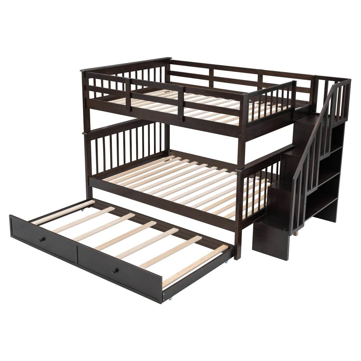 Full Over Full Stairway Bunk Bed With Twin Trundle - Sleep Galleria