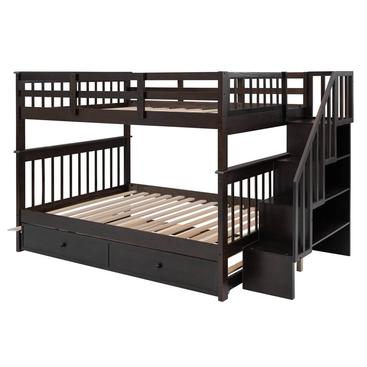 Full Over Full Stairway Bunk Bed With Twin Trundle - Sleep Galleria