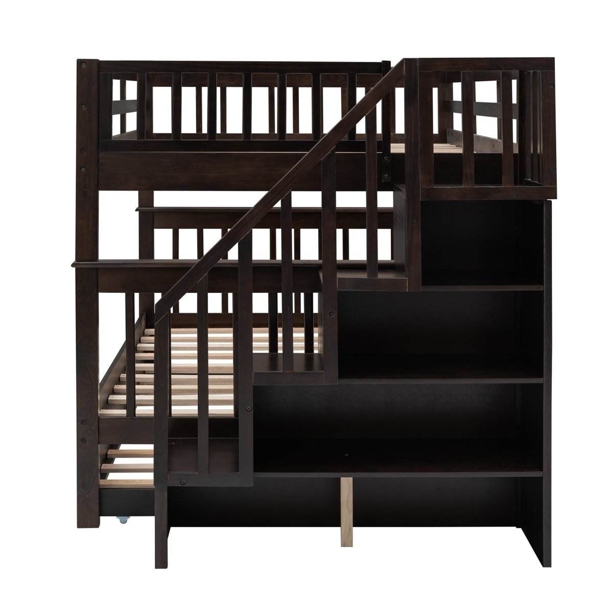 Full Over Full Stairway Bunk Bed With Twin Trundle - Sleep Galleria