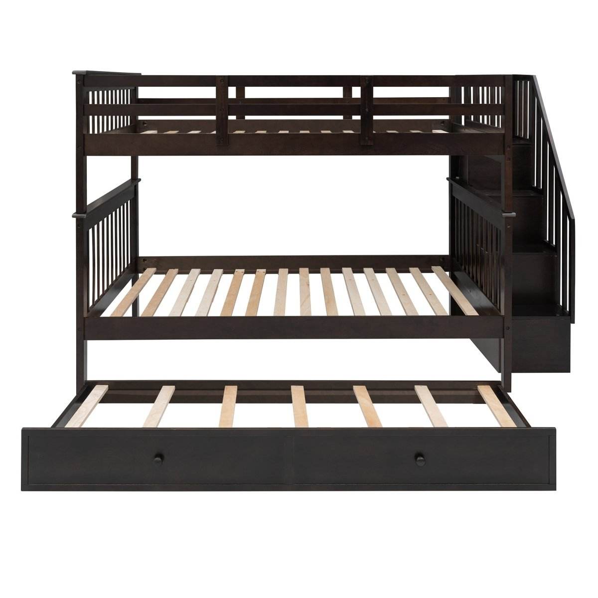 Full Over Full Stairway Bunk Bed With Twin Trundle - Sleep Galleria