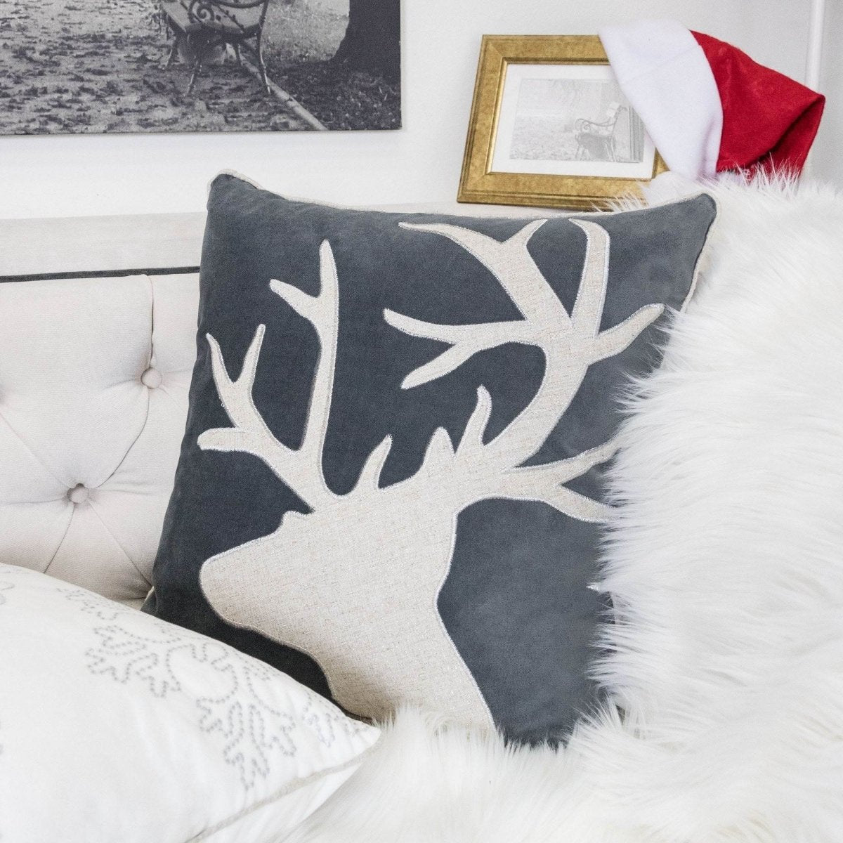 Holiday Reindeer Velvet Accent Decorative Pillow 20x20 - Slumberine - Omega Lifestyles