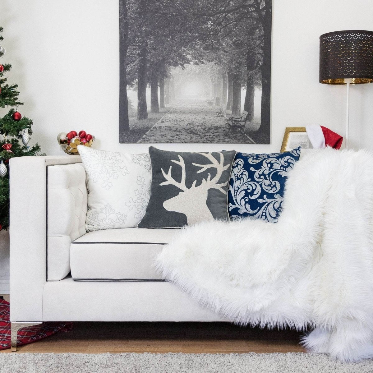 Holiday Reindeer Velvet Accent Decorative Pillow 20x20 - Slumberine - Omega Lifestyles