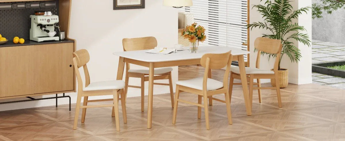 Mid-Century Modern Solid Wood 5-Piece Dining Set - Omega Lifestyles