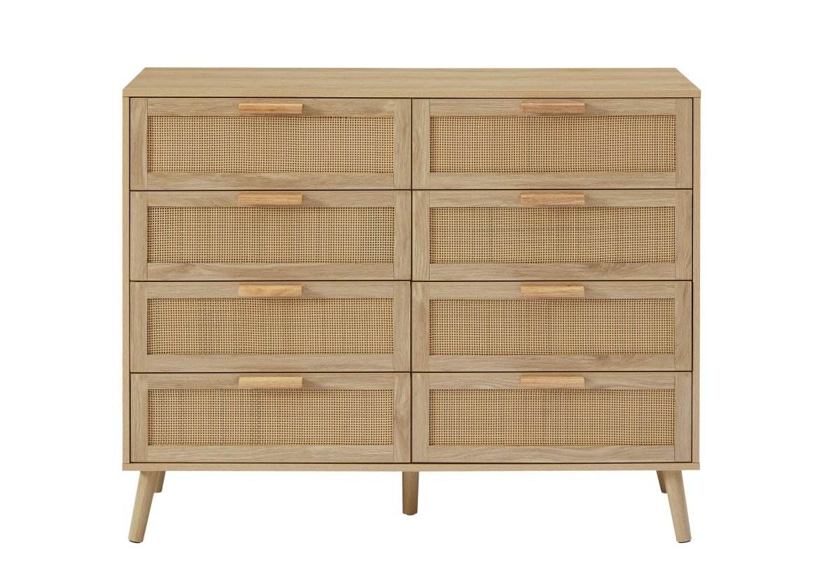 Natural Particleboard Cabinet With Rattan Drawers - Sleep Galleria