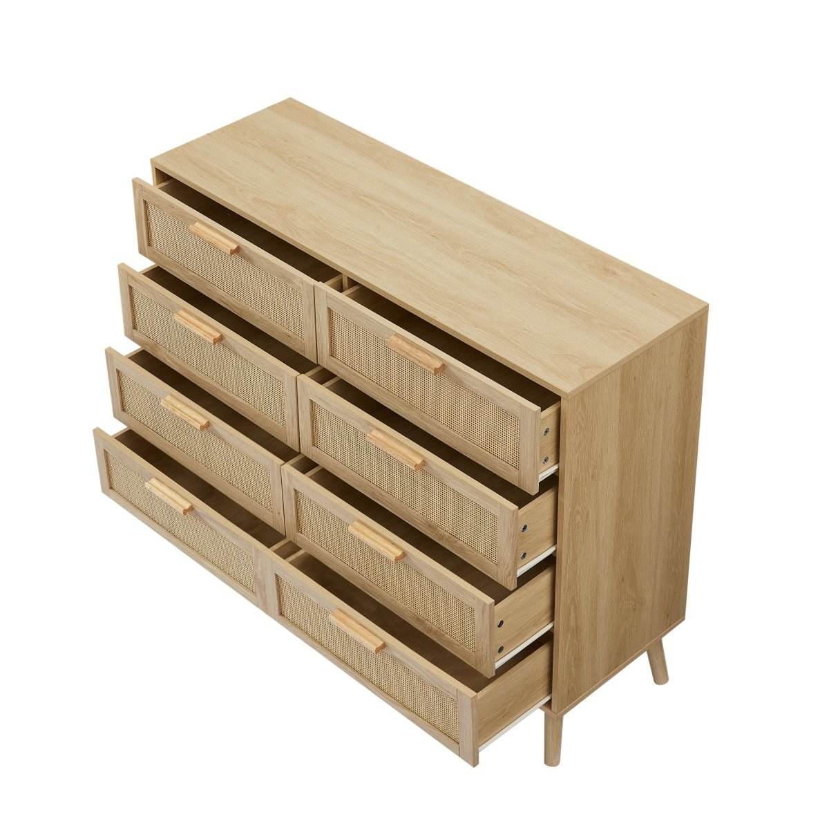 Natural Particleboard Cabinet With Rattan Drawers - Sleep Galleria